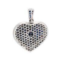 SAPPHIRE, DIAMOND, AND WHITE GOLD HEART PENDANT NECKLACE