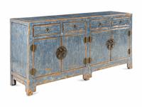 A Chinese Style Blue-Painted Console Cabinet