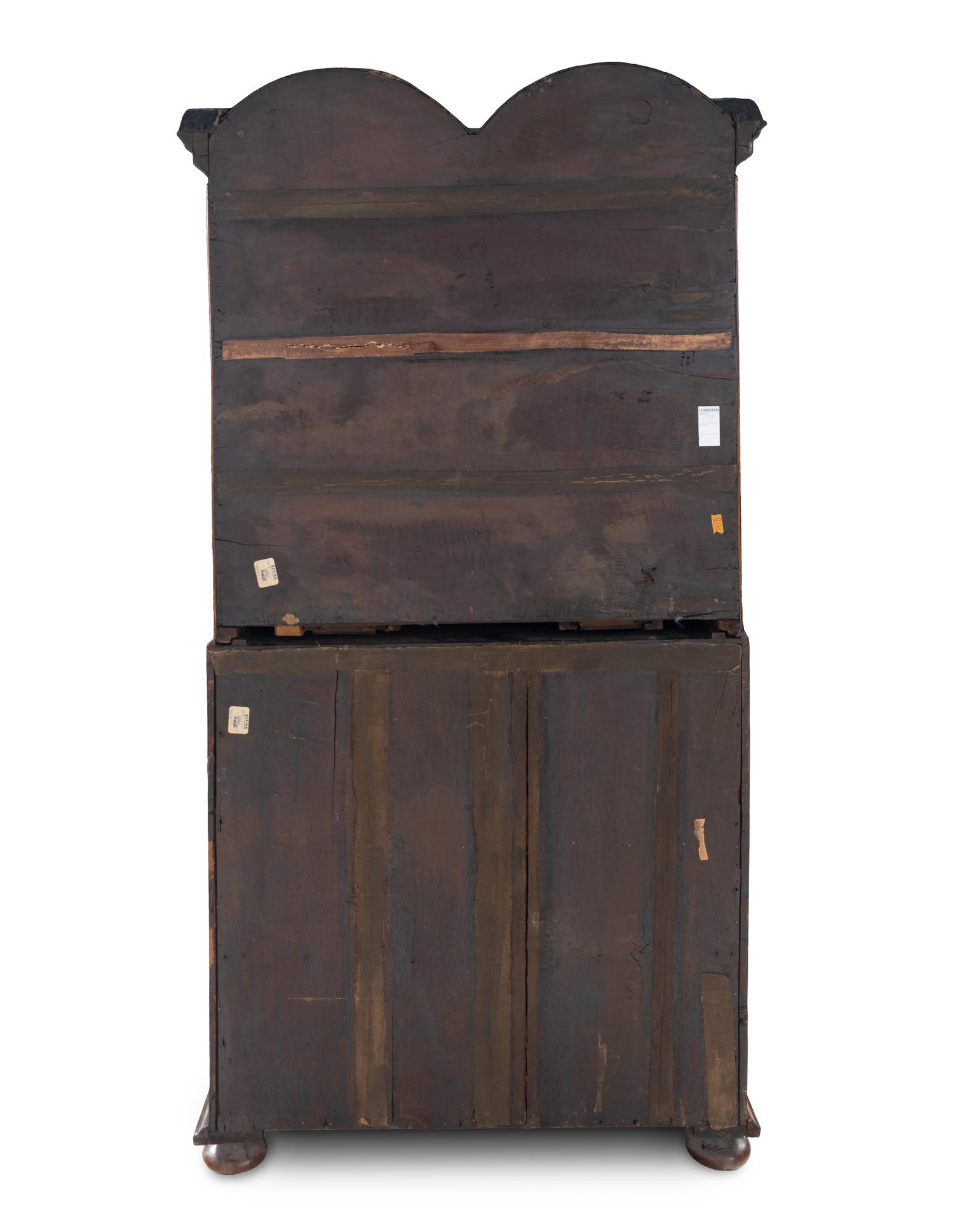 A William and Mary Walnut and Marquetry Bureau Cabinet