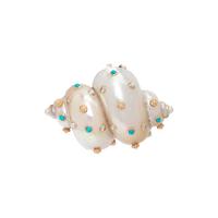VERDURA, DIAMOND, TURQUOISE, CULTURED PEARL AND SHELL BROOCH