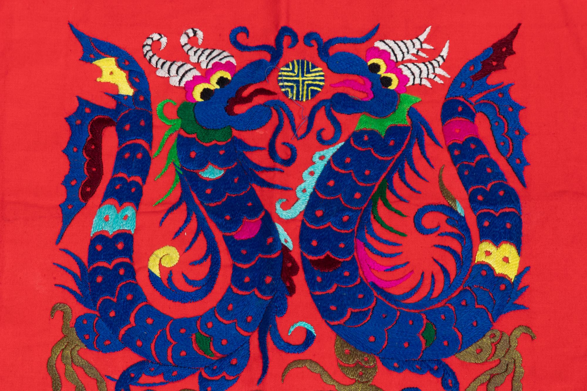 Four Chinese Embroidered Silk Panels