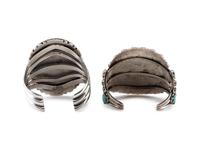 Navajo Sterling Silver and Turquoise Cluster Cuff Bracelets