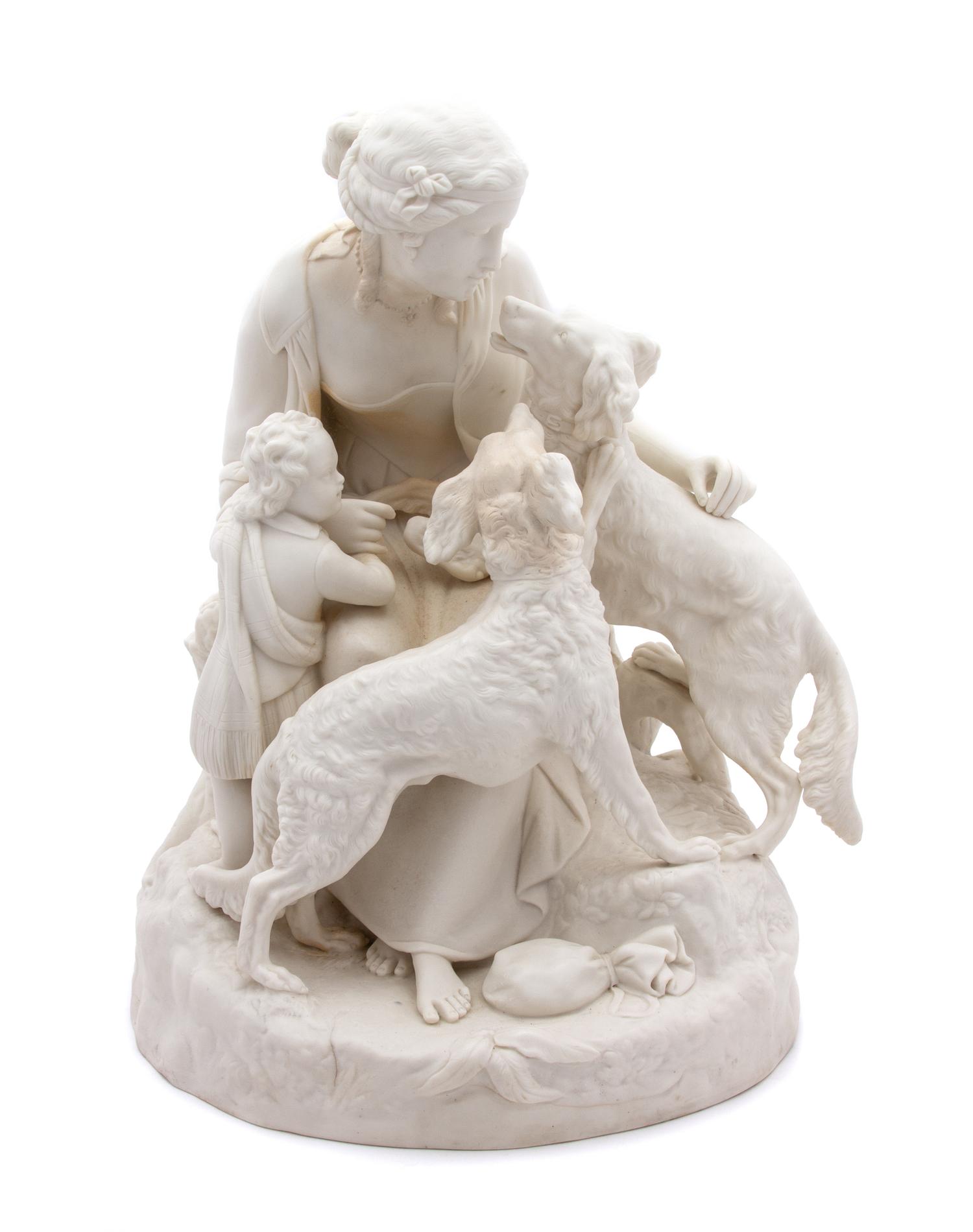 An English Parian Ware Figural Group Height 14 inches. — 19TH CENTURY