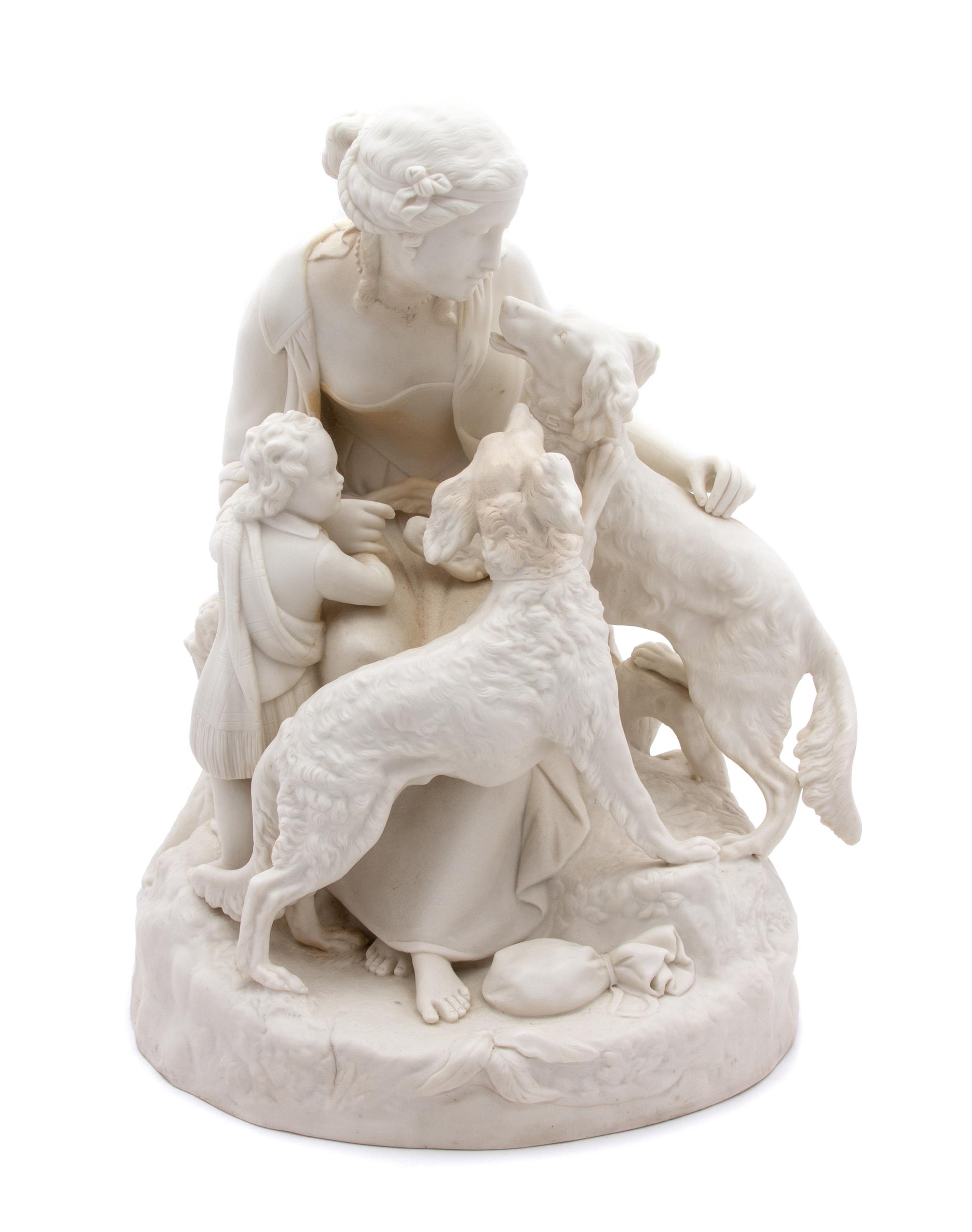 An English Parian Ware Figural Group Height 14 inches. — 19TH CENTURY