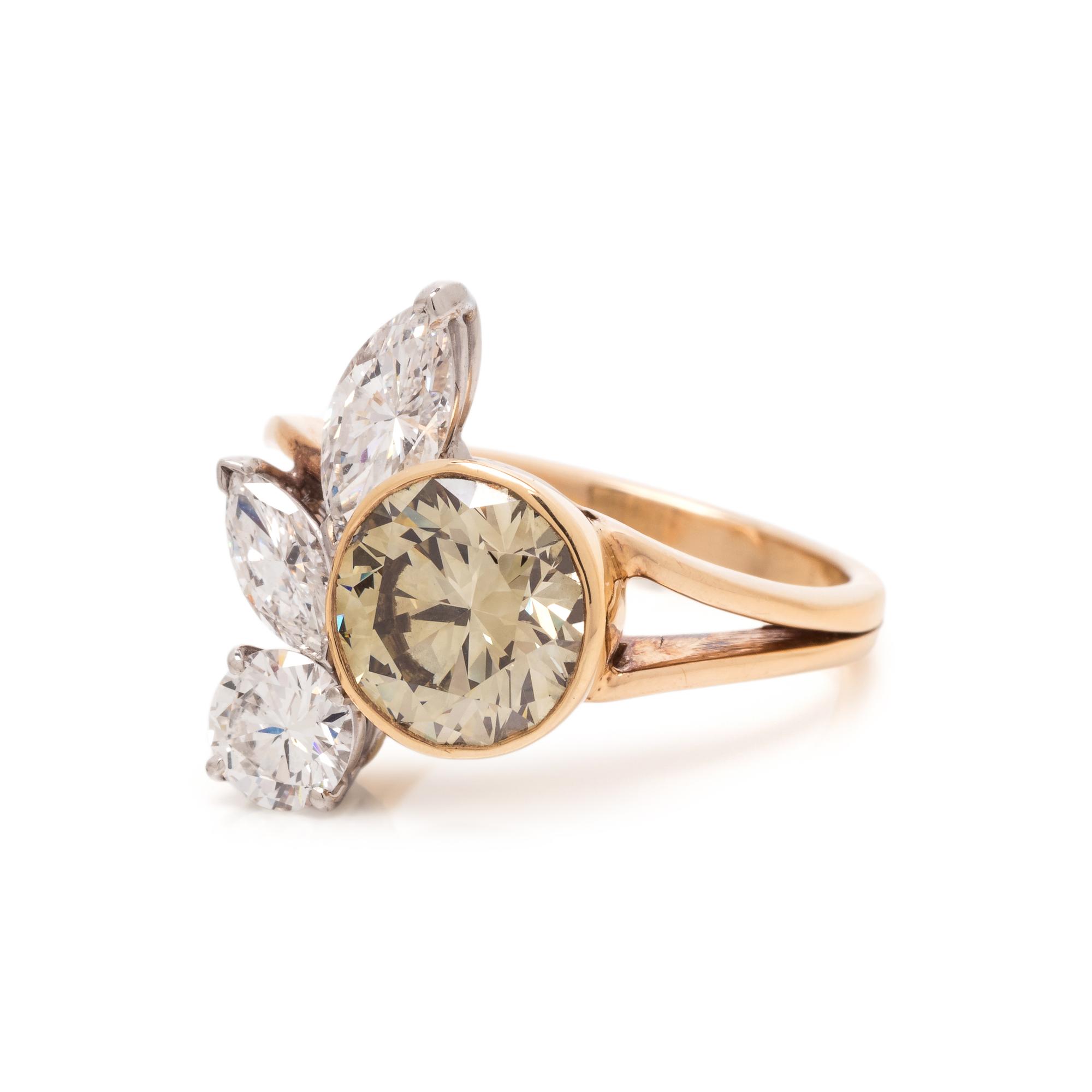 VAN CLEEF & ARPELS, COLORED DIAMOND AND DIAMOND RING