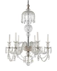 A George III Style Cut Glass Six-Light Chandelier