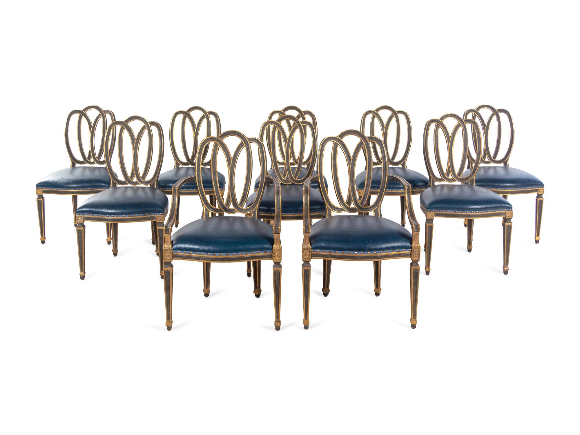 A Set of Ten Dennis & Leen Painted Dining Chairs