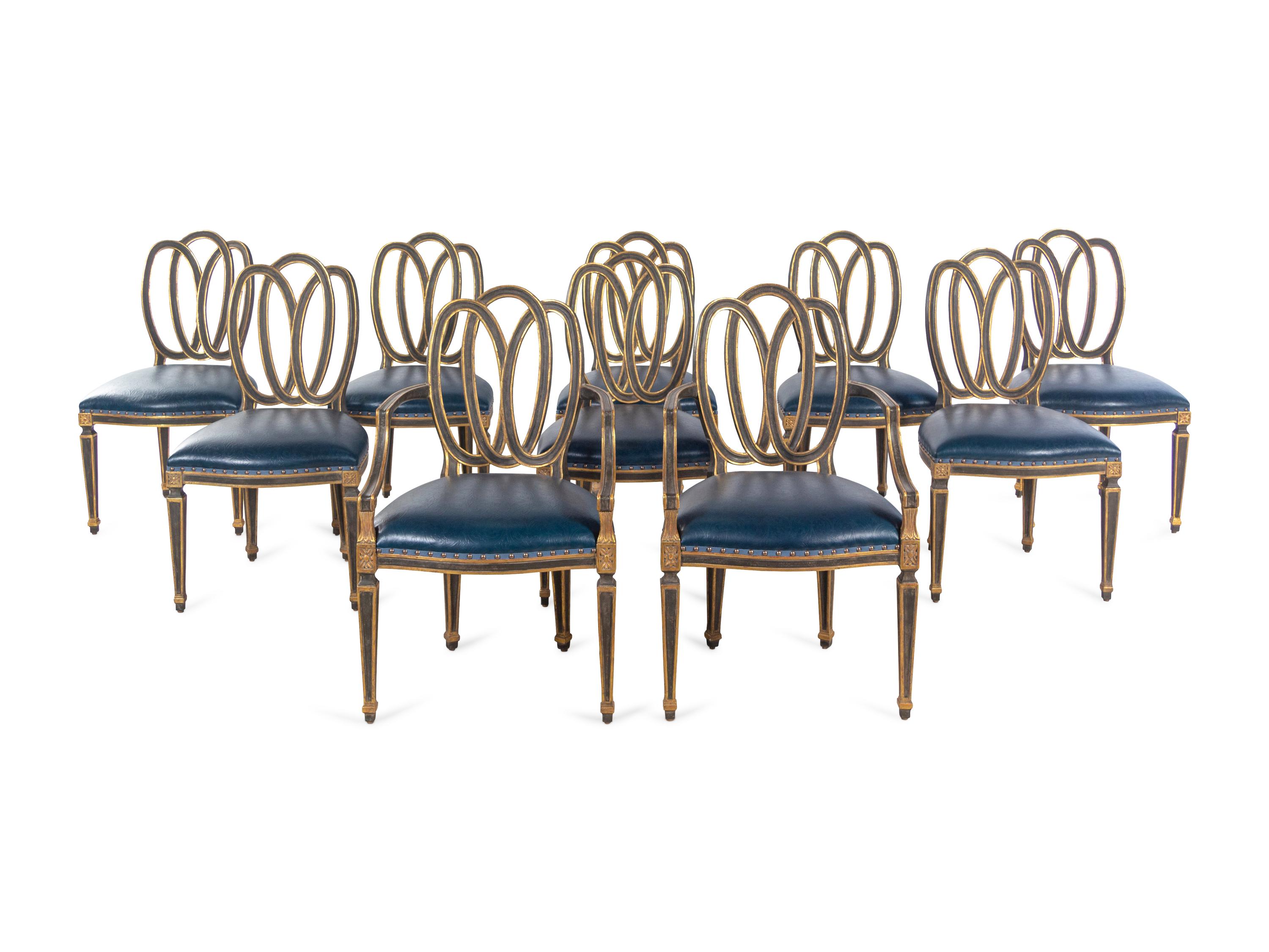 A Set of Ten Dennis & Leen Painted Dining Chairs