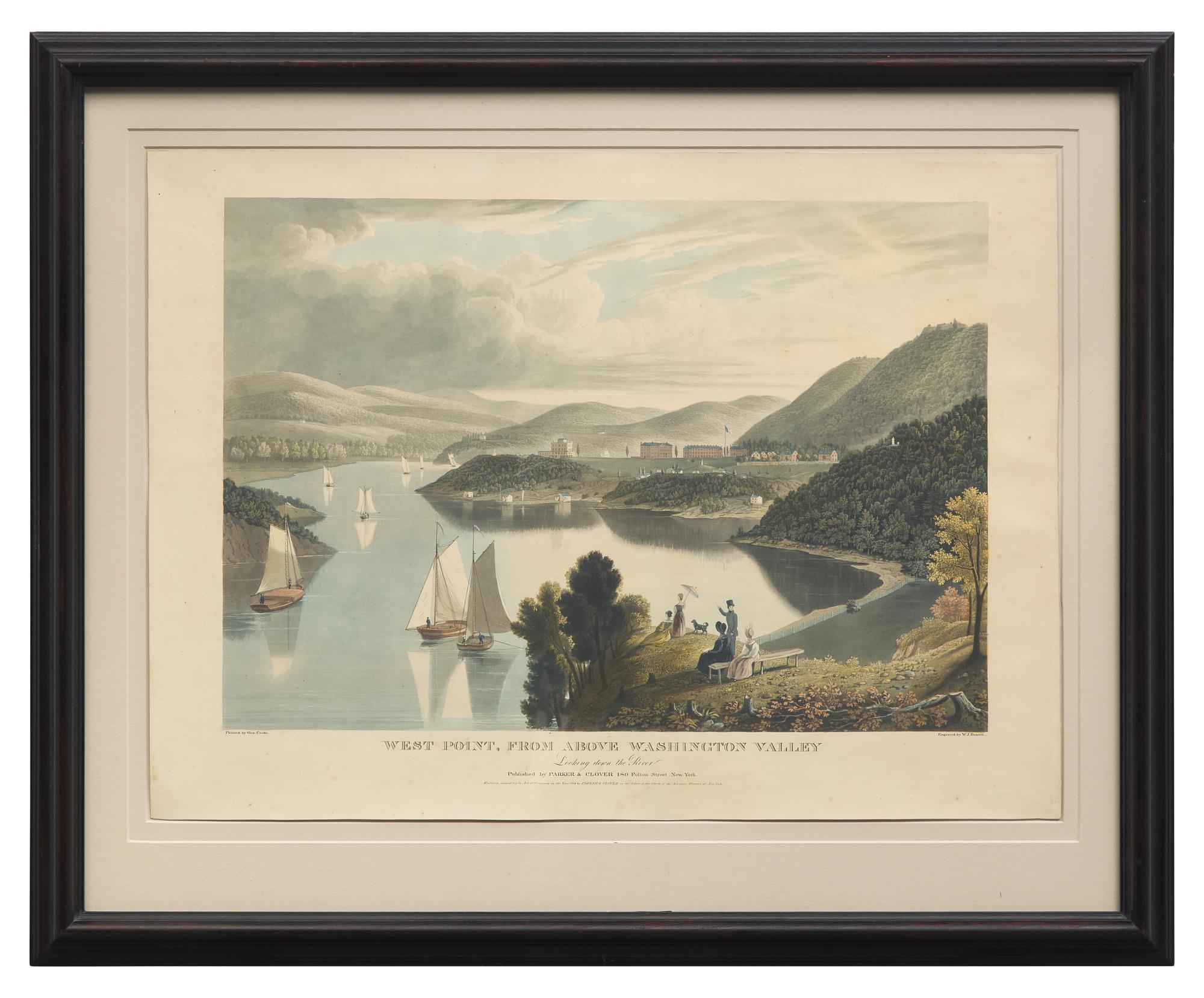 [American Views] Bennett, W(illiam). J(ames). West Point, From Above Washington Valley Looking down the River