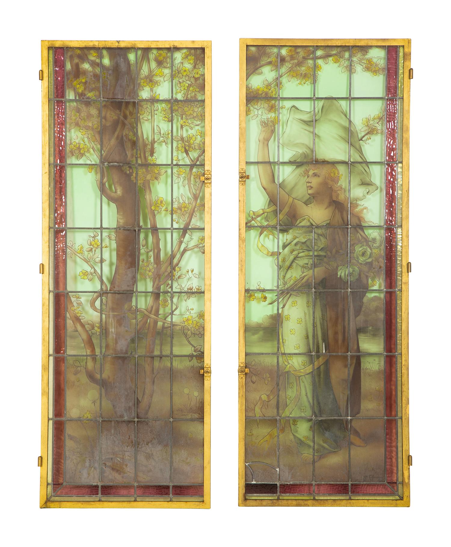 A Belle Epoque Stained and Leaded Glass Window in Four Parts