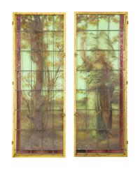 A Belle Epoque Stained and Leaded Glass Window in Four Parts
