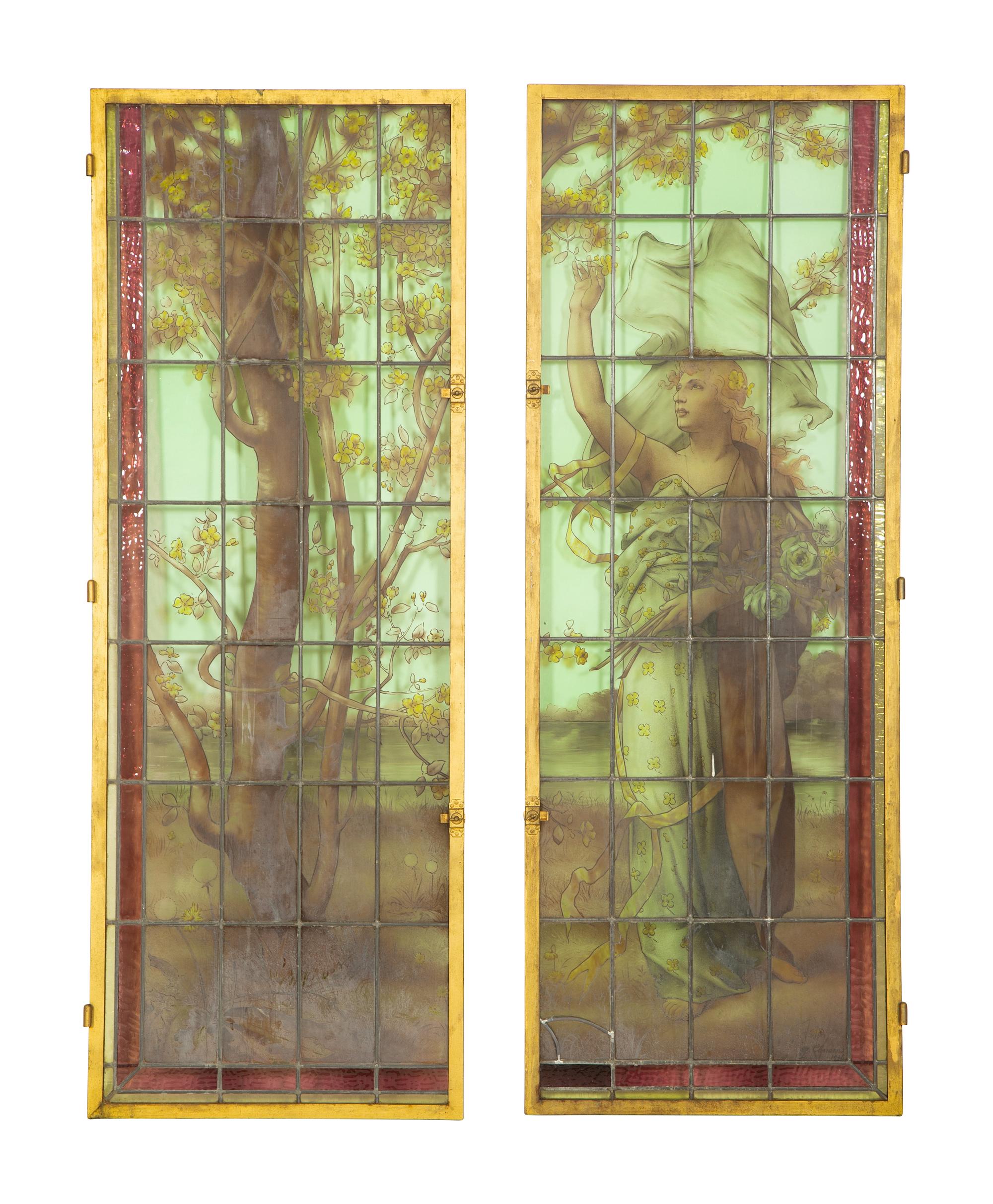 A Belle Epoque Stained and Leaded Glass Window in Four Parts