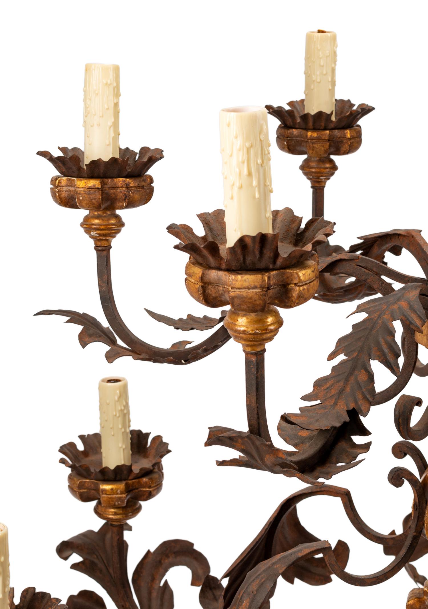 A Spanish Giltwood and Iron Chandelier