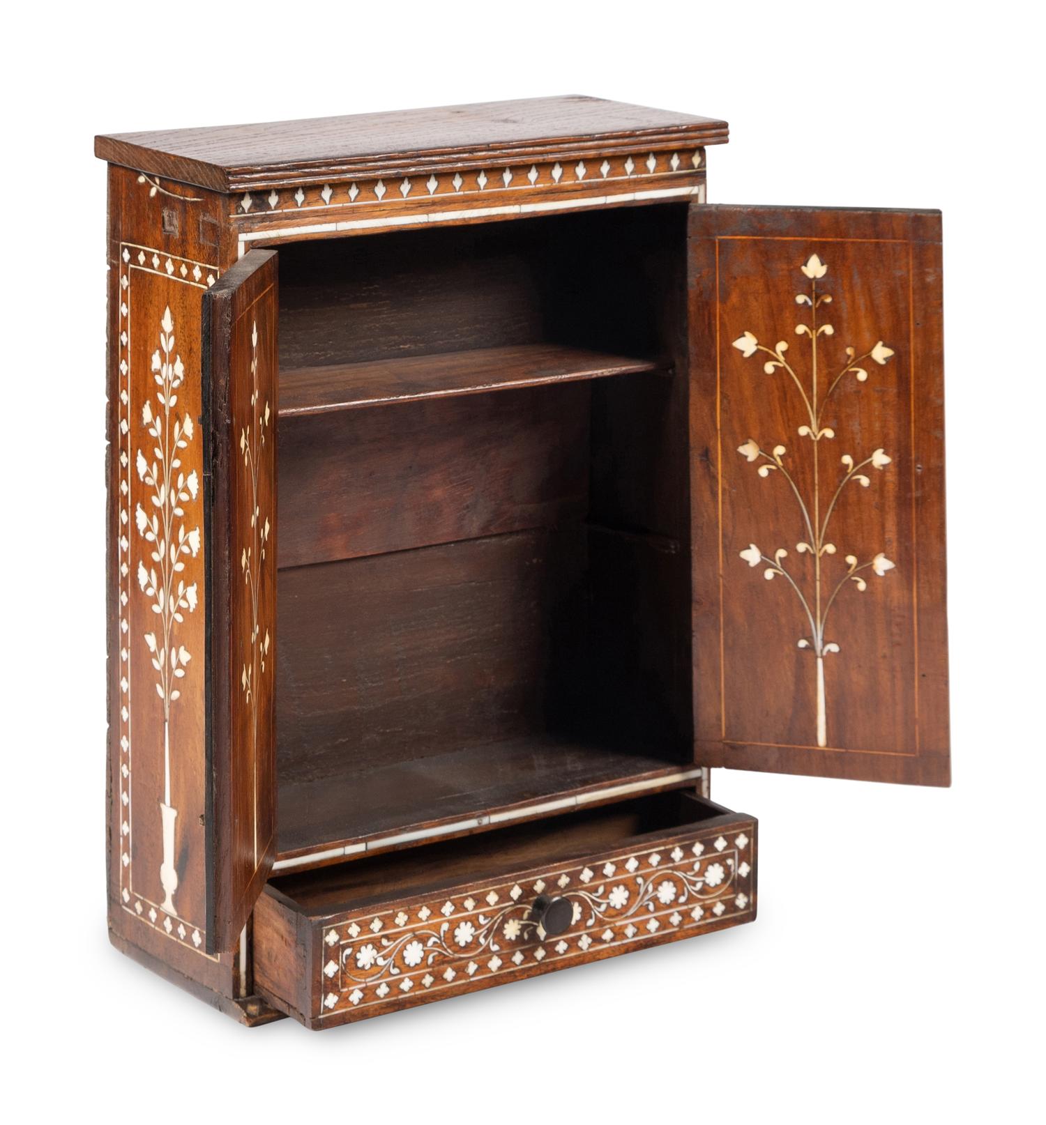 An Anglo-Indian Inlaid Rosewood Jewelry Cabinet