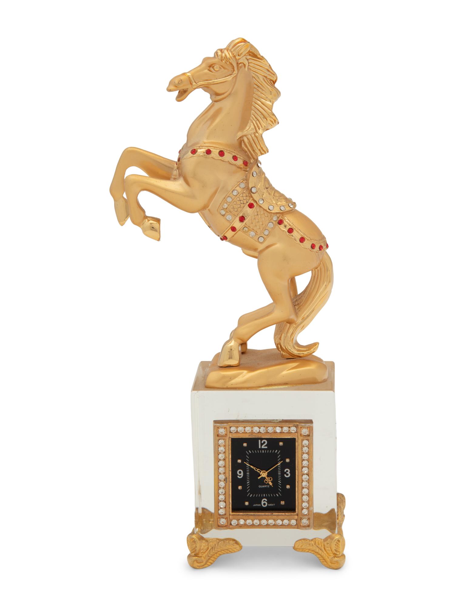 A Gilt Metal and Jeweled Desk Clock