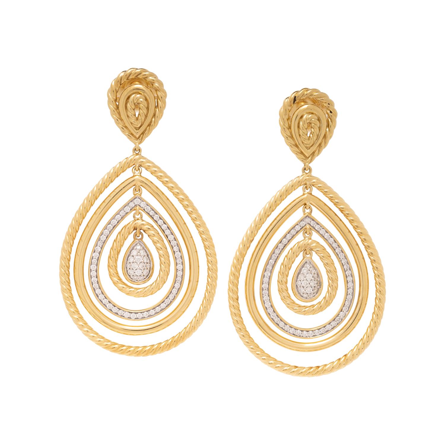 DAVID YURMAN, YELLOW GOLD AND DIAMOND EARRINGS