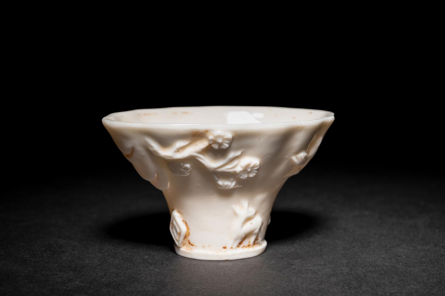 Three Chinese Blanc-de-Chine Porcelain Cups