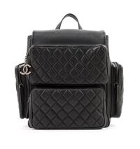 Chanel Black Leather Quilted Rock Backpack, 2000s