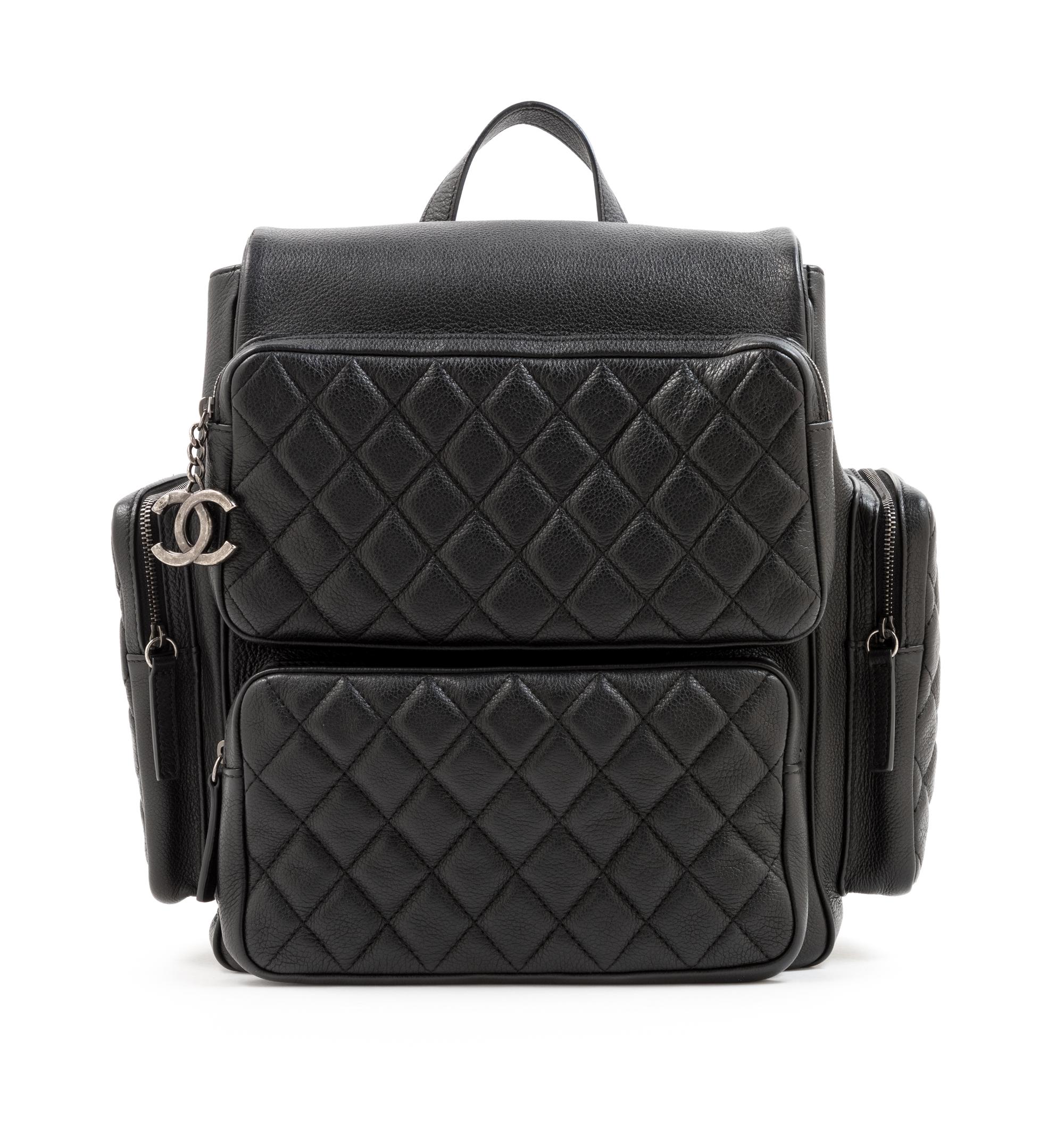 Chanel Black Leather Quilted Rock Backpack, 2000s