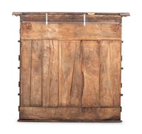 A Continental Brass Mounted Oak Hanging Plate Rack