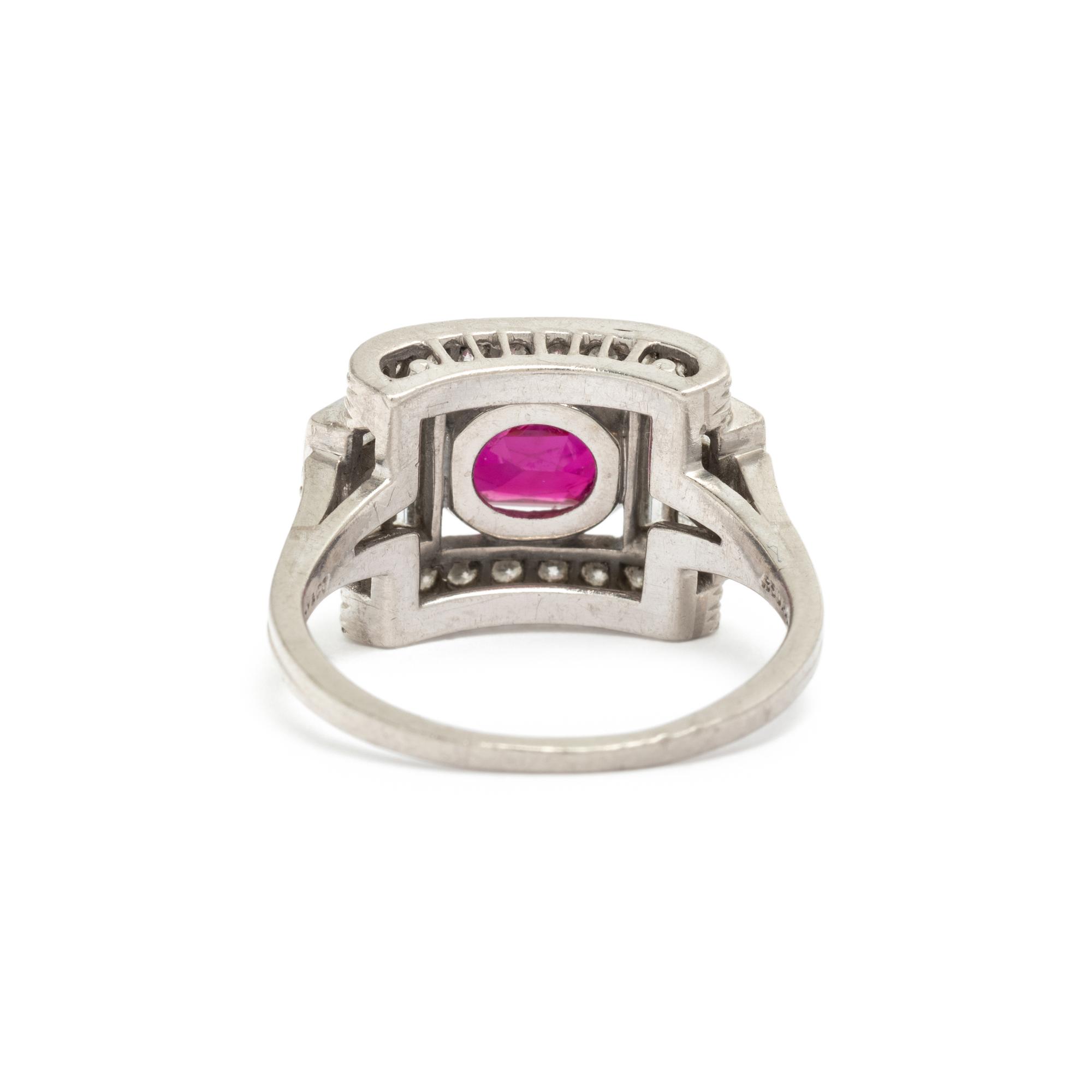 TIFFANY & CO., UNHEATED BURMESE RUBY AND DIAMOND RING