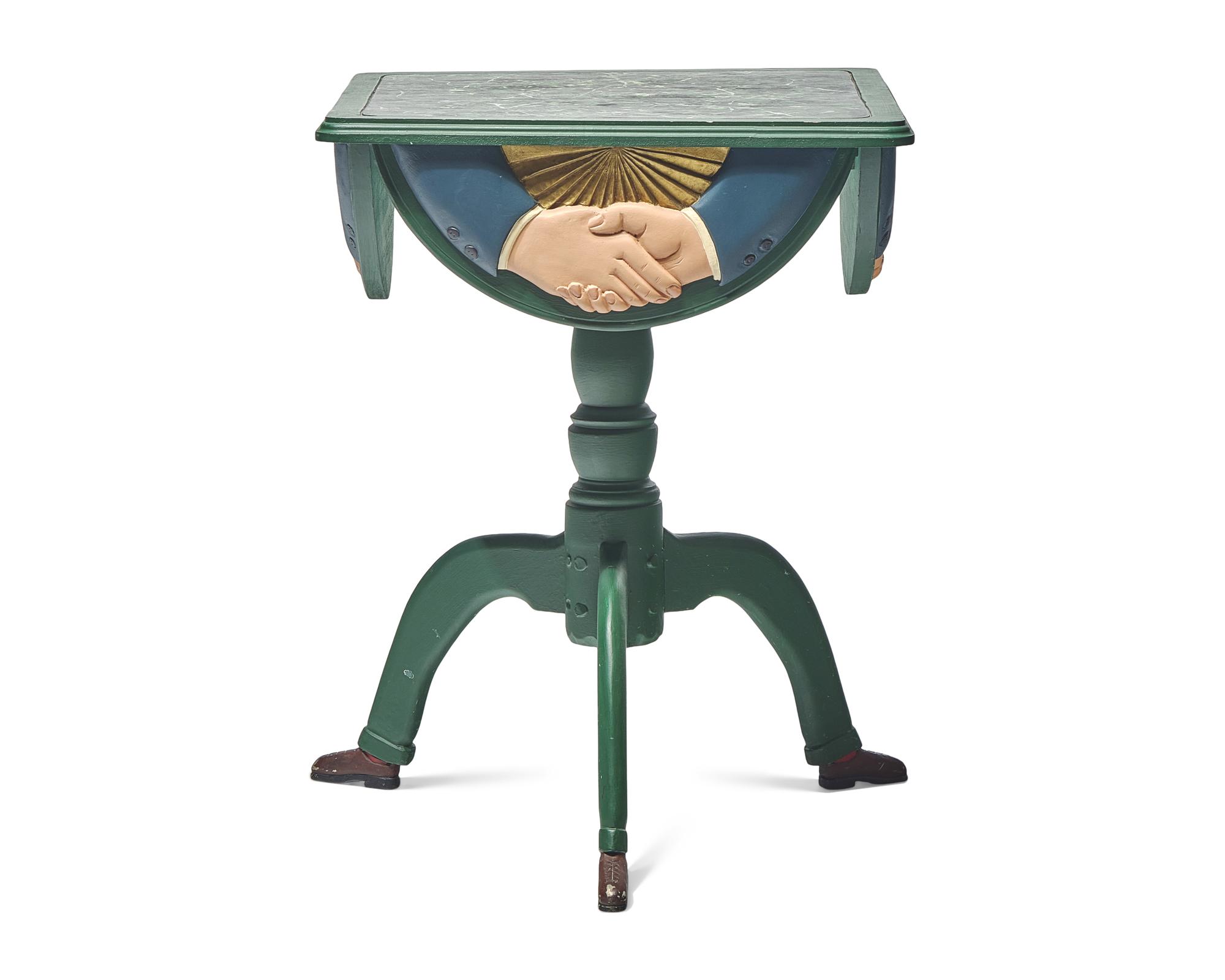 Stephen Huneck (1948-2010), A Carved and Painted "Fraternal" Side Table