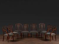 A Set of Eight Federal Carved Mahogany Dining Chairs