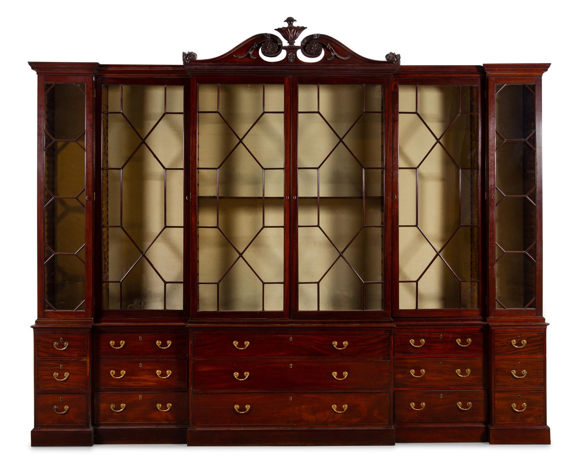 A George III Mahogany Bookcase Height 117 x width 140 1/2 x depth 18 1/2 inches. — 18TH/19TH CENTURY