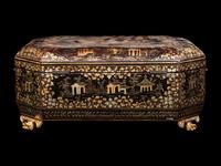 A Chinese Export Gilt Lacquered Sewing Case