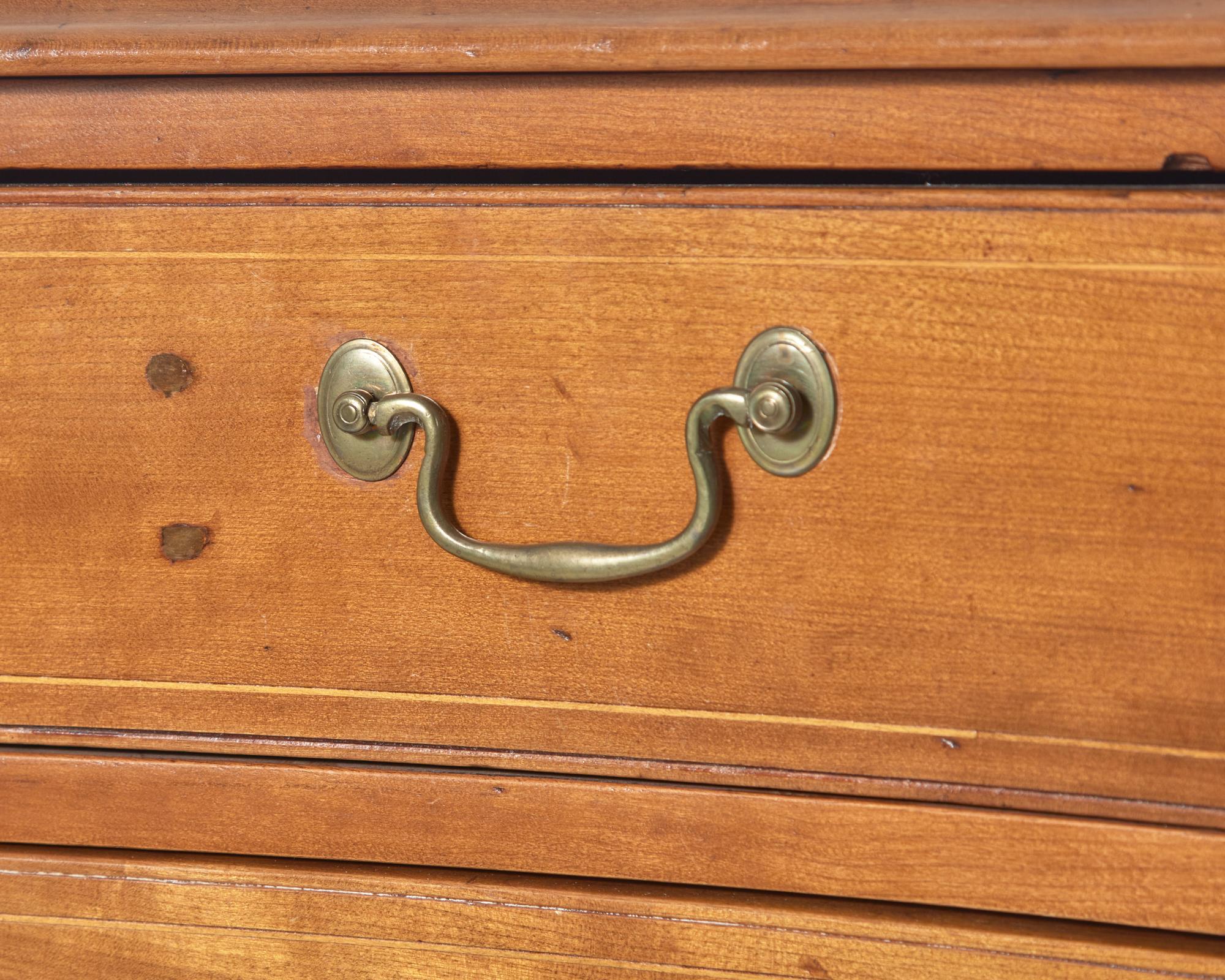 A Federal Serpentine Inlaid Cherrywood Chest of Drawers, New England, Circa 1800