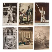 [EARLY PHOTOGRAPHY]. A group of 56 real photo postcards of performers and curious scenes and subjects from the United States and abroad, including: