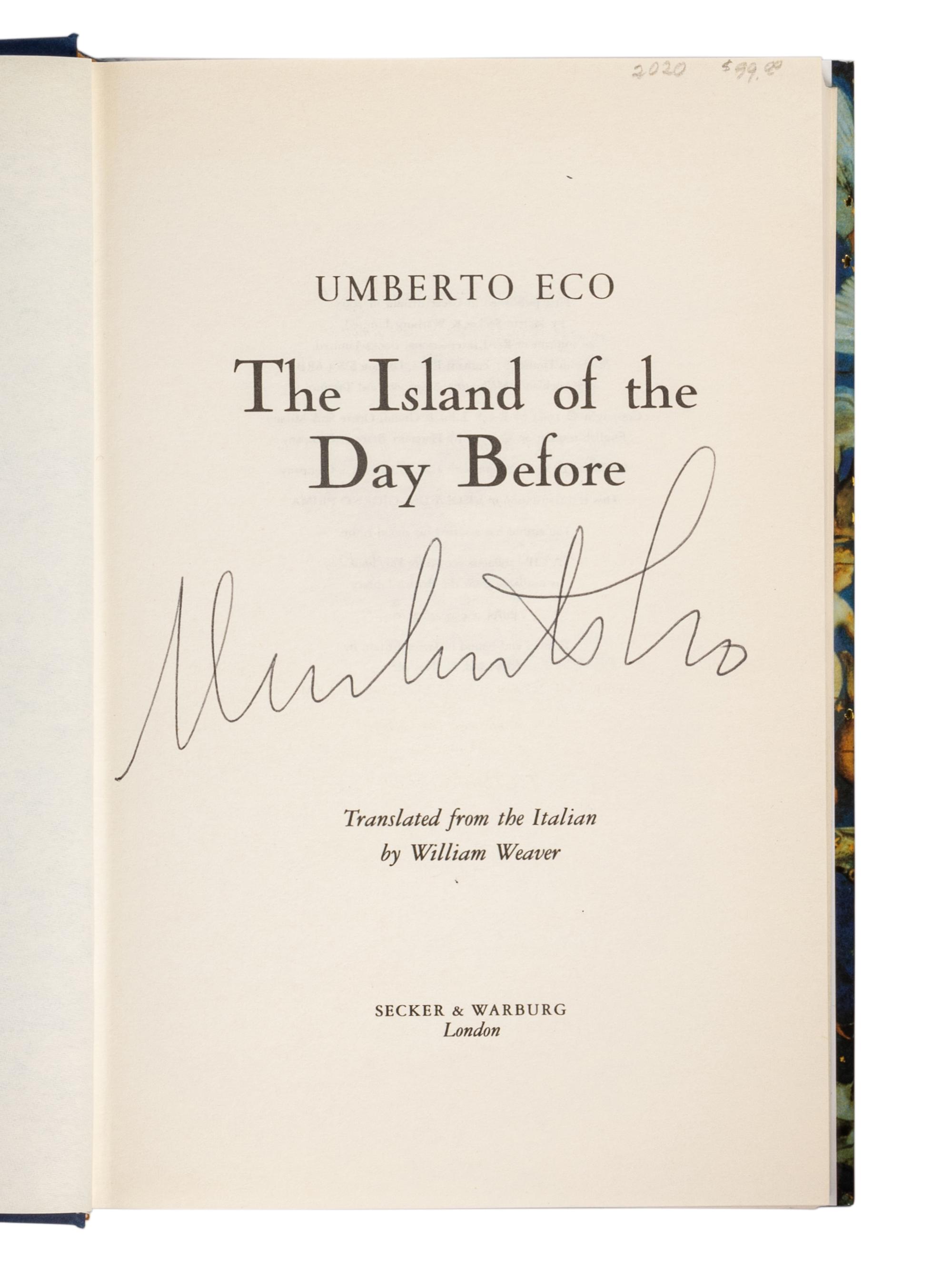ECO, Umberto (1932-2016). A group of 6 works by Eco’s, MOST FIRST AMERICAN EDITIONS, comprising: