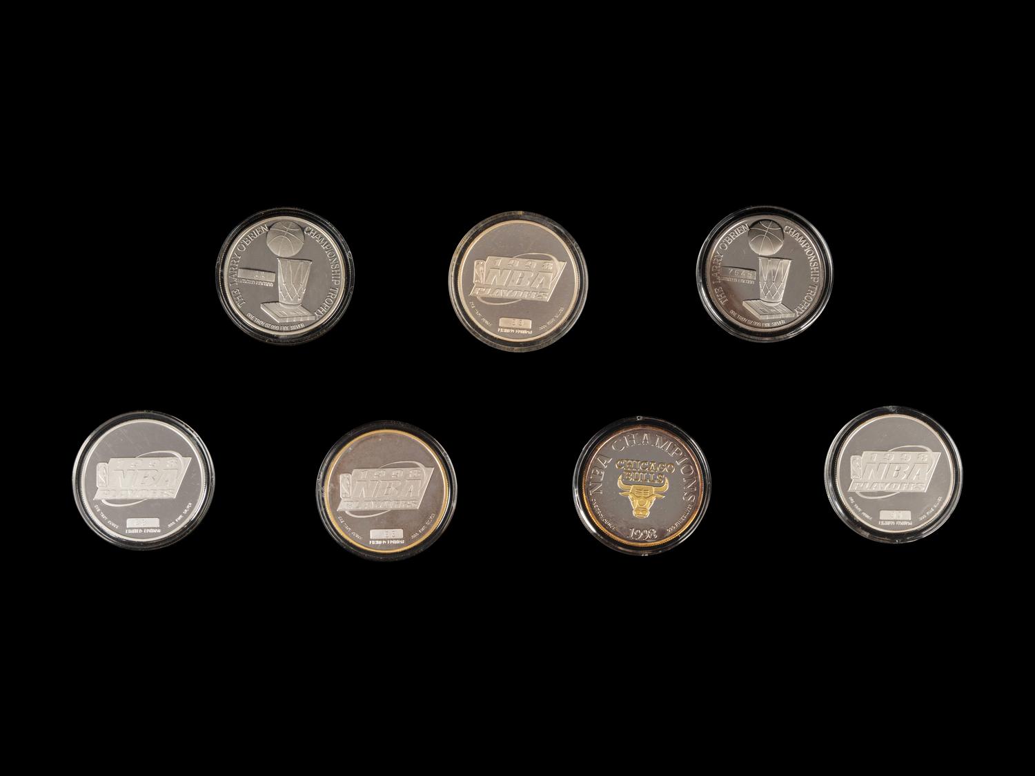 A Group of Seven Chicago Bulls Last Dance Era Commemorative Coins