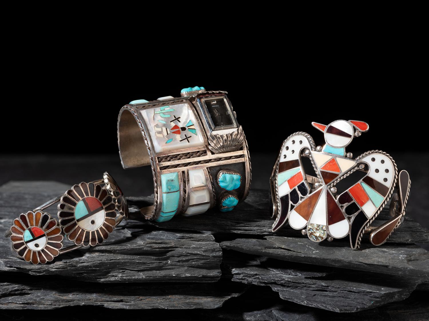 Zuni Inlaid Cuff Bracelets and Watch Band