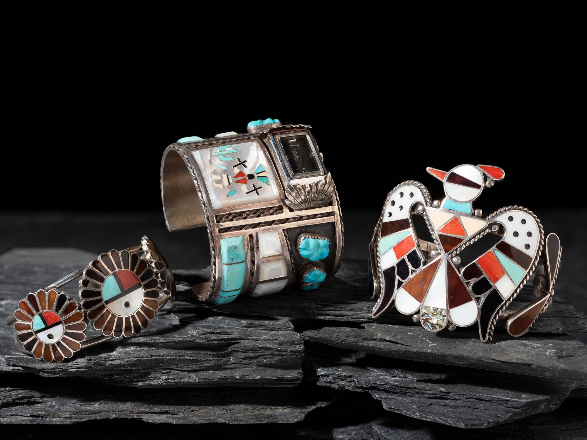 Zuni Inlaid Cuff Bracelets and Watch Band