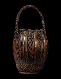 A Japanese Ikebana Bamboo Basket