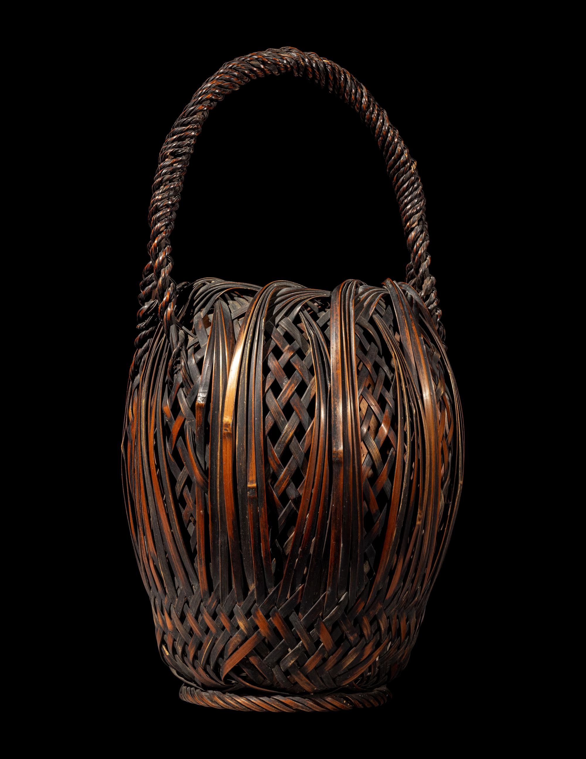 A Japanese Ikebana Bamboo Basket
