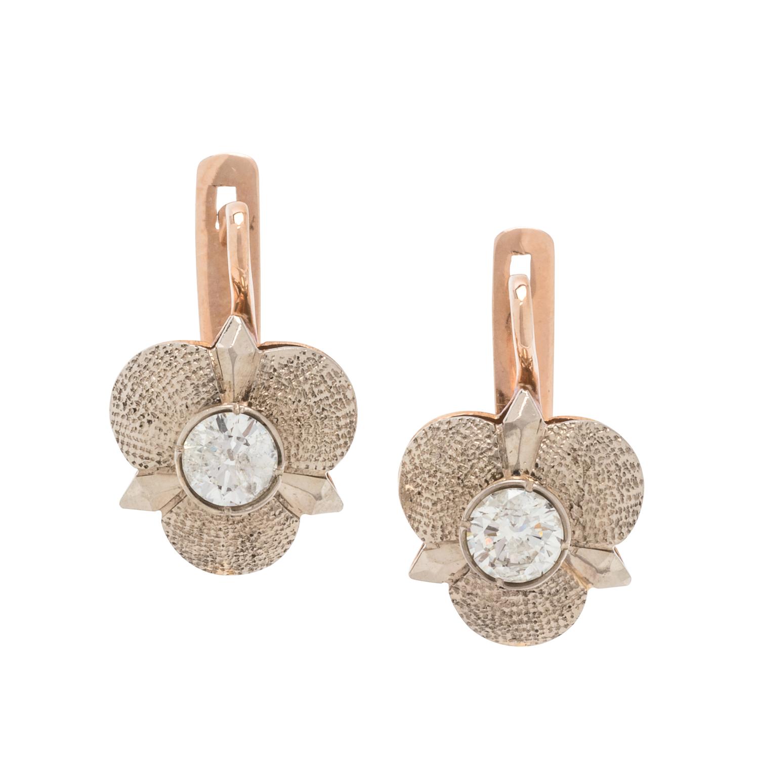 BICOLOR GOLD AND DIAMOND EARRINGS