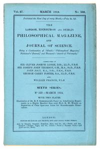 RUTHERFORD, Ernest, 1st Baron Rutherford of Nelson (1871-1937). “The Structure of the Atom.” In: The London, Edinburgh and Dublin Philosophical Magazine , Sixth Series, Vol. 27, No. 159, pp. 488-498. London: Taylor and Francis, March 1914.