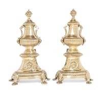 A Pair of English Brass Andirons