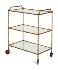 An Italian Gilt Metal Bamboo Form Bar Cart