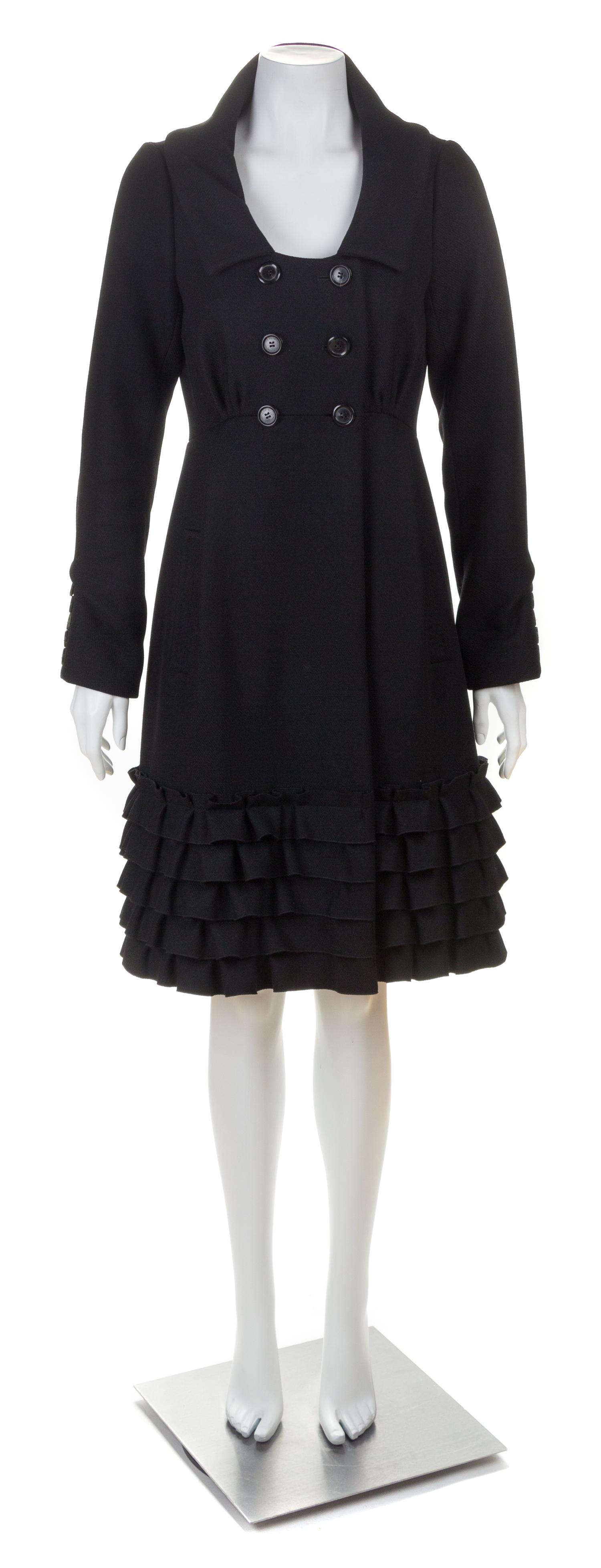 A Louis Vuitton Black Wool Double Breasted Coat, Size 38.
