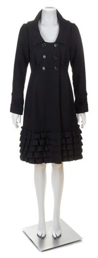 A Louis Vuitton Black Wool Double Breasted Coat, Size 38.