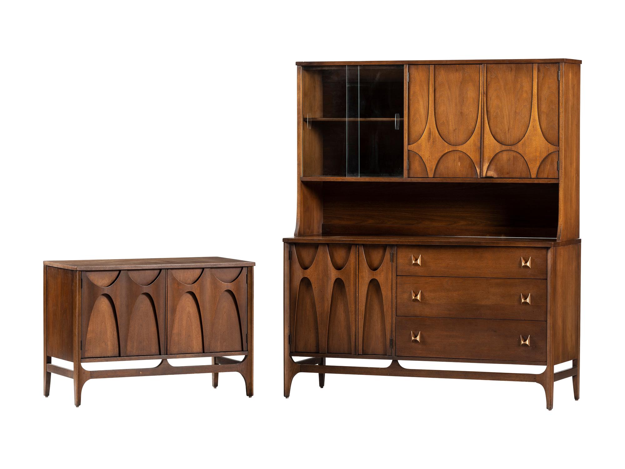 A Broyhill Brasilia Walnut Credenza and Hutch