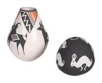 Pottery Vases, Decorated with Rabbits and Bighorn Sheep