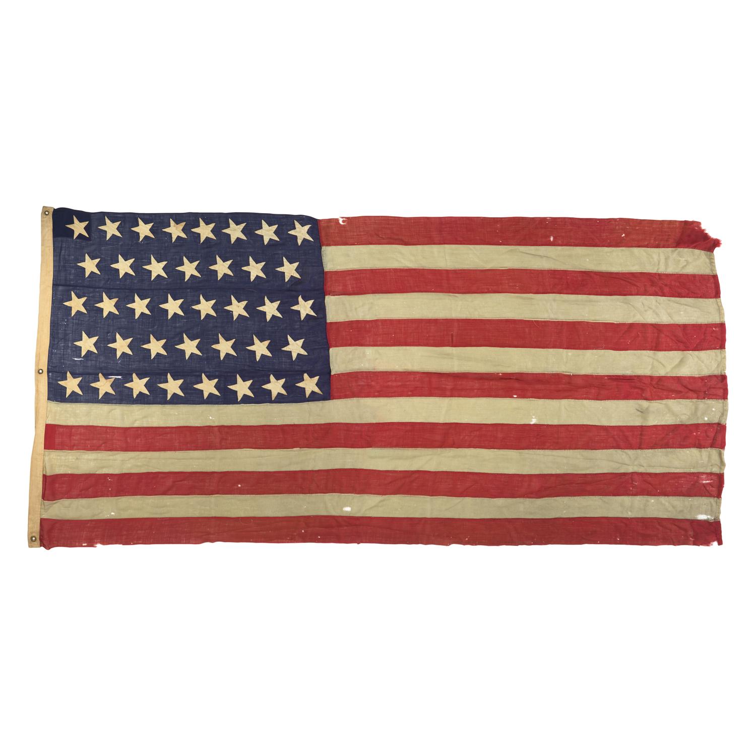 A 38-Star Hand-Sewn American Flag Commemorating Colorado Statehood