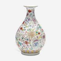 A Chinese famille rose-decorated "100 Flowers" vase, Yuhuchunping 粉彩百花瓶 Xuantong six-character mark and possibly of the period ????? ????