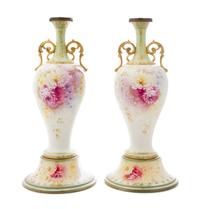 A Pair of French Porcelain Vases Height 28 3/4 inches. — 20TH CENTURY