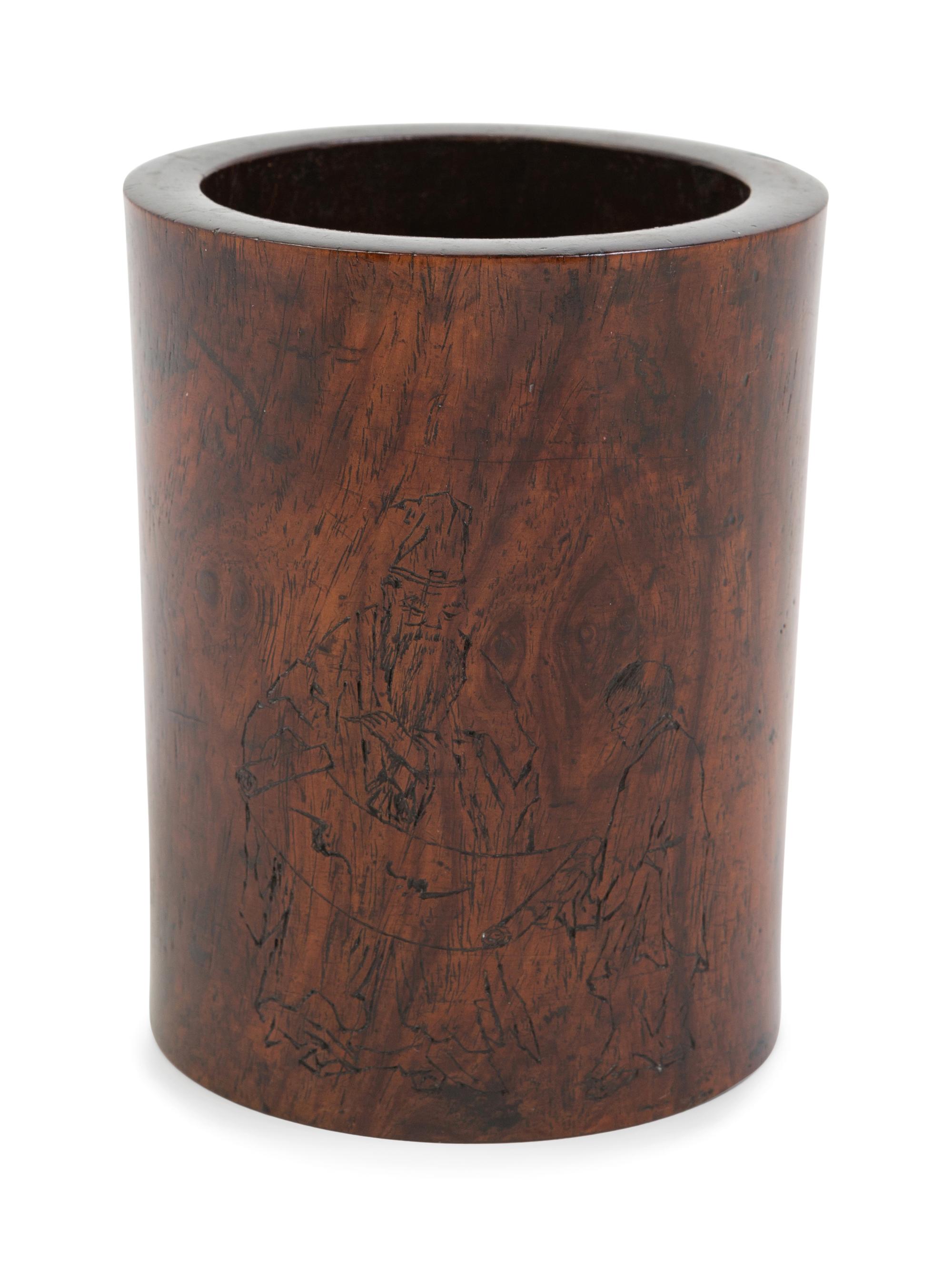 A Chinese Carved Huanghuali Brush Pot, Bitong