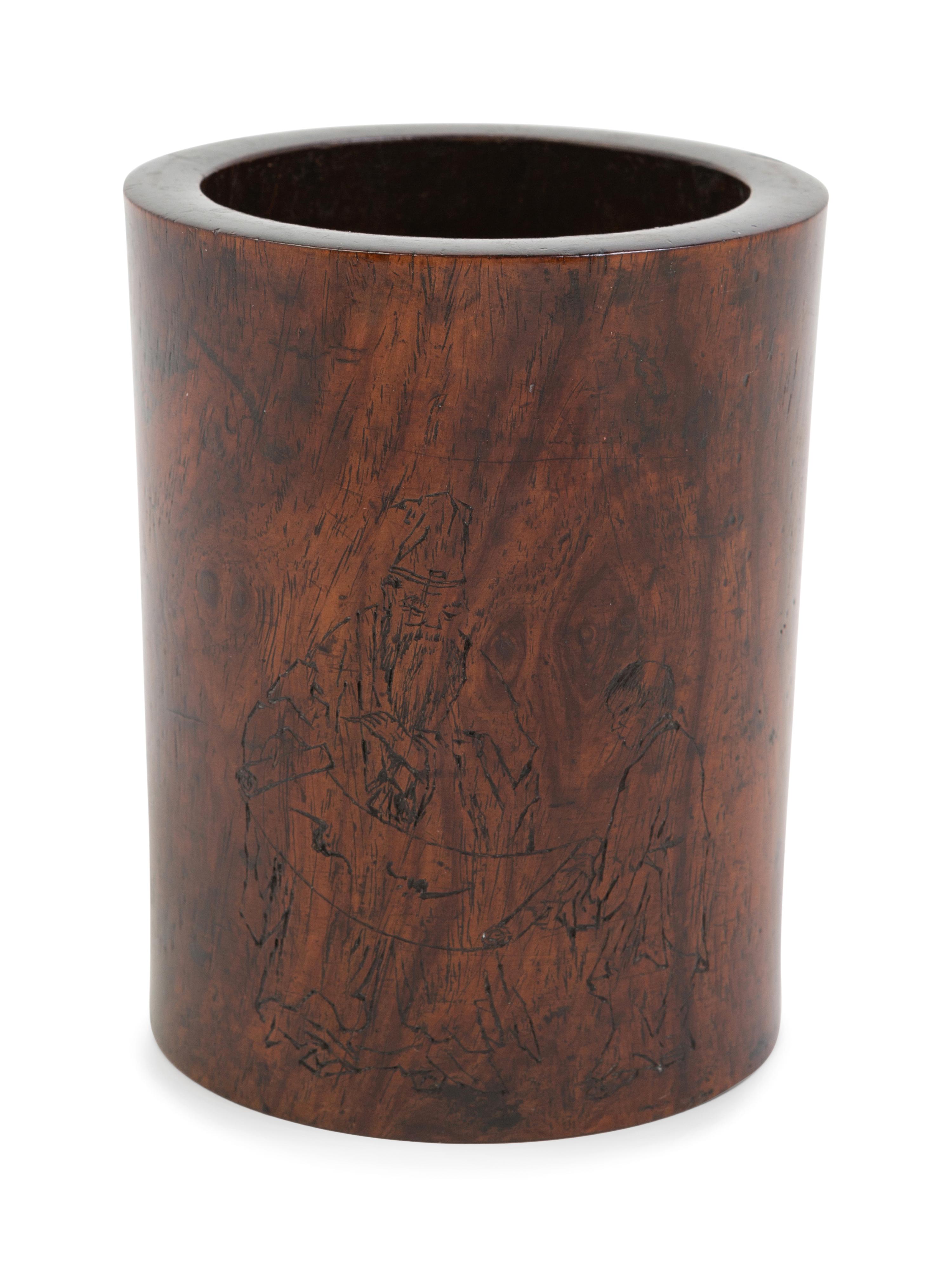 A Chinese Carved Huanghuali Brush Pot, Bitong
